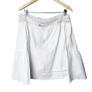 New with tags Francesca's Blue Rain White Lace Bell Sleeve Off Shoulder Blouse